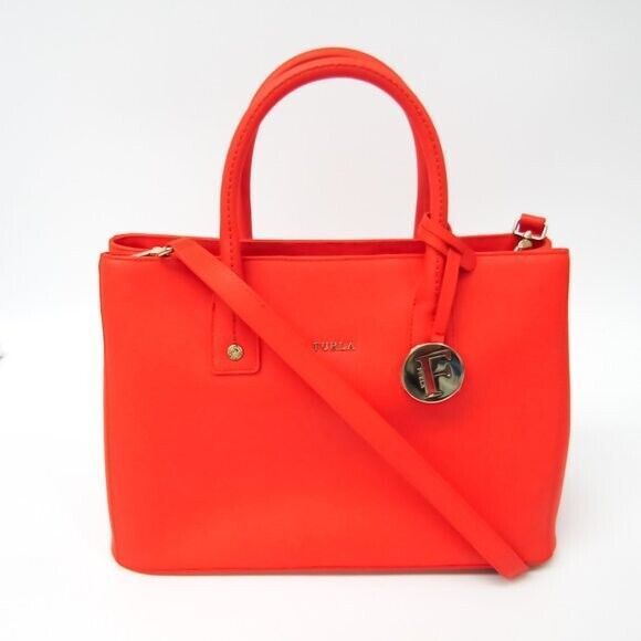 Furla Linda Women's Leather Handbag,Shoulder Bag Pink Orange - Picture 1 of 10